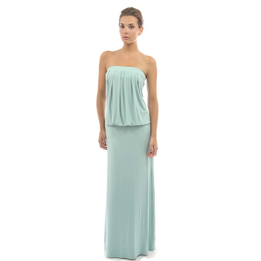 Strapless blouson maxi dress size M mint green